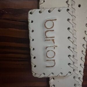 Burton White Leather Belt with Grommet Details